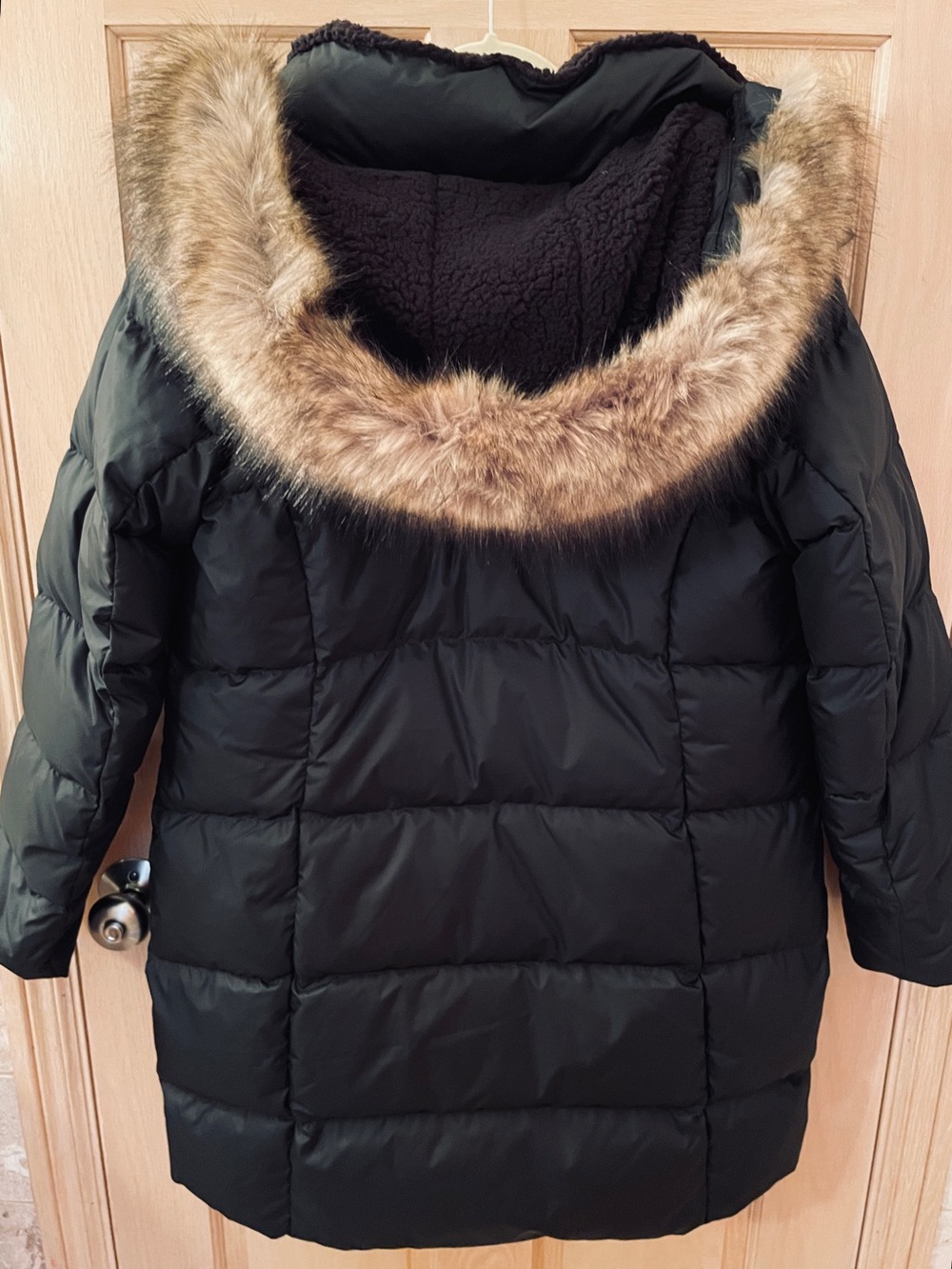 Eddie Bauer 650 Black Long Puffer Coat with Faux Fur Hood - Picture 7 of 11